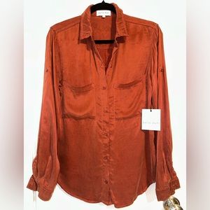 Brand New Bella Dahl Two-Pocket Button Down - Burnt Orange